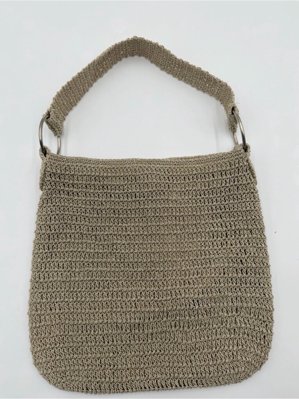 Vintage Chateau Woven Knit Cream Taupe Ivory Woven Hobo Shoulder Bag